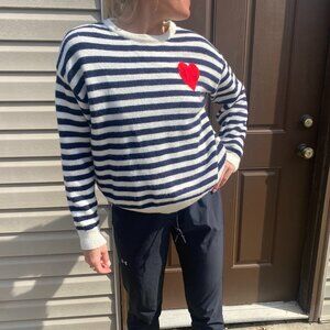 New W/O Tags Easy Clothes Maryline sweater with lines and heart